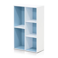 Furinno 5-Cube Reversible Open Shelf, White/Light Blue 11069WH/LBL