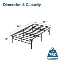 Zinus Smartbase Compack Mattress Foundation 14 Inch Metal Bed Frame No Box Spring Needed Sturdy Steel Slat Support 75 X 30