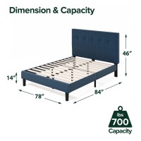 Zinus Omkaram Upholstered Platform Bed Frame / Mattress Foundation / Wood Slat Support / No Box Spring Needed / Easy Assembly, King