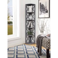 Convenience Concepts Oxford 5 Tier Corner Bookcase Gray