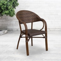 Milano Series Cocoa Rattan Restaurant Patio Chair With Bamboo-Aluminum Frame