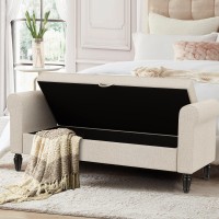 Alish Modern Storage Bench With Arms Button Tufted Bed Bench With Storage Entryway Bench For Living Room Bedroom Gray