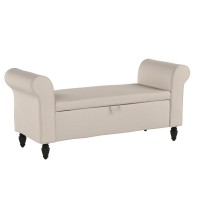 Alish Modern Storage Bench With Arms Button Tufted Bed Bench With Storage Entryway Bench For Living Room Bedroom Gray