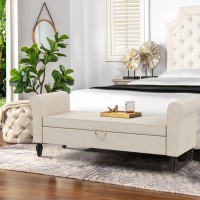 Alish Modern Storage Bench With Arms Button Tufted Bed Bench With Storage Entryway Bench For Living Room Bedroom Gray