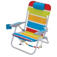 Rio Beach 4-Position Backpack Lace-Up Suspension Folding Beach Chair,Aluminum, Bright Stripe