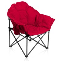 Alpha Camp Oversized Moon Saucer Chair With Folding Cup Holder And Carry Bag - Red