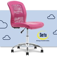 Serta Essential Mesh Low-Back Computer Desk Task Chair With No Arms For Home Office Or Conference Room, Faux Leather, Pink