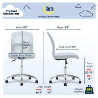 Serta Essential Mesh Low-Back Computer Desk Task Chair With No Arms For Home Office Or Conference Room, Faux Leather, Light Blue