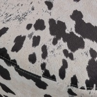 Christopher Knight Home Bessie Patterned Velvet Cow Ottoman, Black And White Cow Hide / Natural