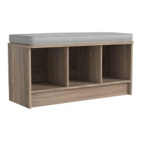 Closetmaid 3258 Cubeicals 3Cube Storage Bench Natural Gray With Gray Cushion