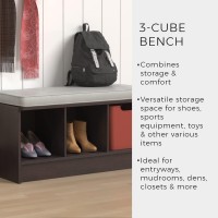 Closetmaid 3258 Cubeicals 3Cube Storage Bench Natural Gray With Gray Cushion