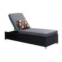 Homes: Inside + Out Abigail Modern Adjustable Back Fabric Upholstered Patio Chaise With Pillows For Ourdoor, Garden, Yard, Gray