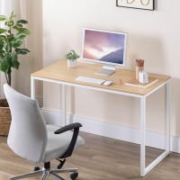 Zinus Jennifer 47 Inch Computer Workstation Office Desk White Frame Natural Top