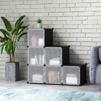 Cahome Cube Storage Organizer With Doors 6Cube Shelves Closet Cabinet Diy Plastic Modular Bookshelf Ideal For Bedroom Livi