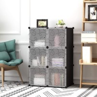 Cahome Cube Storage Organizer With Doors 6Cube Shelves Closet Cabinet Diy Plastic Modular Bookshelf Ideal For Bedroom Livi