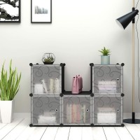 Cahome Cube Storage Organizer With Doors 6Cube Shelves Closet Cabinet Diy Plastic Modular Bookshelf Ideal For Bedroom Livi