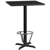 Flash Furniture Stiles 24'' Square Black Laminate Table Top With 22'' X 22'' Bar Height Table Base And Foot Ring
