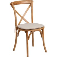 Hercules Series Stackable Oak Wood Cross Back Chair With Cushion