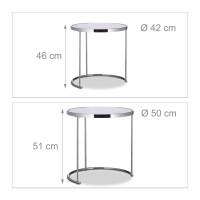 Relaxdays 2 Nesting Round, Chrome Frame, Set Of 2, Modern Design-Frosted Glass, Side End Tables, Metal, Silver, 50X50X51 Cm