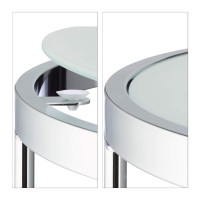 Relaxdays 2 Nesting Round, Chrome Frame, Set Of 2, Modern Design-Frosted Glass, Side End Tables, Metal, Silver, 50X50X51 Cm