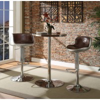 Acme Brancaster Leather Top Bar Table In Retro Brown And Chrome