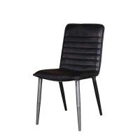 Acme Hosmer Leather Dining Side Chair In Antique Black (Set Of 2)