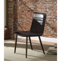 Acme Hosmer Leather Dining Side Chair In Antique Black (Set Of 2)