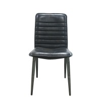 Acme Hosmer Leather Dining Side Chair In Antique Black (Set Of 2)