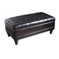 Homepop Deluxe Tufted Storage Bench With Hinged Lid, Espresso