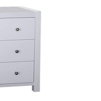 Benzara Capacious Shiny White Finish 3 Drawers Chest With Metal Glides