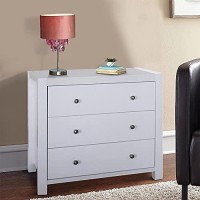 Benzara Capacious Shiny White Finish 3 Drawers Chest With Metal Glides