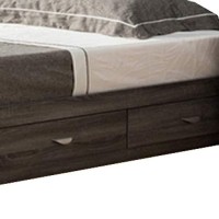 Benzara Grained Wooden Frame Twin Size Chest Bed With 3 Drawers, Distressed Gray