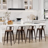 Changjie Furniture 26 Inch Bar Stools Counter Height Bar Stools Industrial Metal Barstools Set Of 4 For Home Kitchen (26 Inch, Rusty)
