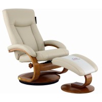 RelaxR Hamilton Recliner and Ottoman in Beige Air Leather