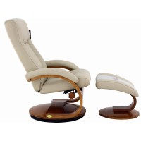 RelaxR Hamilton Recliner and Ottoman in Beige Air Leather