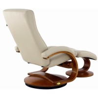 RelaxR Hamilton Recliner and Ottoman in Beige Air Leather