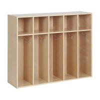 Ecr4Kids Streamline 5-Section Toddler Coat Locker, Classroom Furniture, Natural