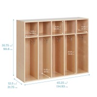 Ecr4Kids Streamline 5-Section Toddler Coat Locker, Classroom Furniture, Natural