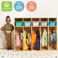 Ecr4Kids Streamline 5-Section Toddler Coat Locker, Classroom Furniture, Natural