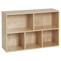 Ecr4Kids Streamline 5-Compartment Storage Cabinet, 24In, Classroom Furniture, Natural