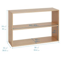 Ecr4Kids Streamline 2-Shelf Storage Cabinet, 24In High, Double-Sided Display, Natural