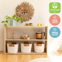 Ecr4Kids Streamline 2-Shelf Storage Cabinet, 24In High, Double-Sided Display, Natural