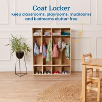 Ecr4Kids Streamline 4-Section Coat Locker, Classroom Furniture, Natural