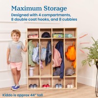 Ecr4Kids Streamline 4-Section Coat Locker, Classroom Furniture, Natural