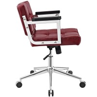 Modway Portray Mid Back Faux Leather Modern Office Chair In Red