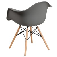 Alonza Series Moss Gray Plastic Chair With Wooden Legs
