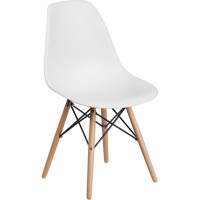 Elon Series White Plastic Chair With Wooden Legs