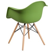 Alonza Series Green Plastic Chair With Wooden Legs