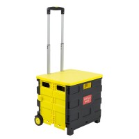 Mount-It! Rolling Utility Cart, Folding And Collapsible Hand Crate With Lid On Wheels, 55 Lbs Capacity