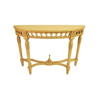 Anderson Teak Neoclassical Demilune Console W/Crackle Finish Table Top, 47
